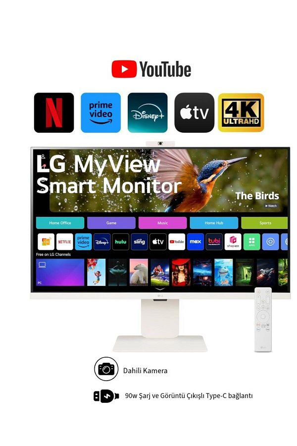LG WebOS Akıllı Bağlantı Wİ-Fİ 5ms 60Hz (Hdmı+Type-C) Apple Airplay 2 4K UHD IPS HDR10 Akıllı MonitörTV