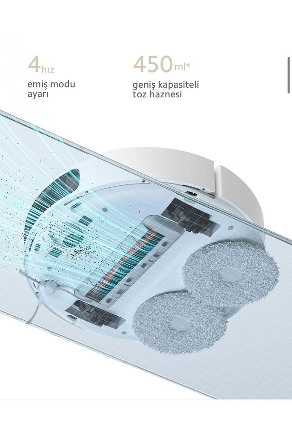 Xiaomi 3d Engel Tanıma,HEPA Filtre,Halı Tanıma, Çift Hatlı Lazer Lds Lidarlı Taramalı Premium Robot Süpürge - Görsel 5