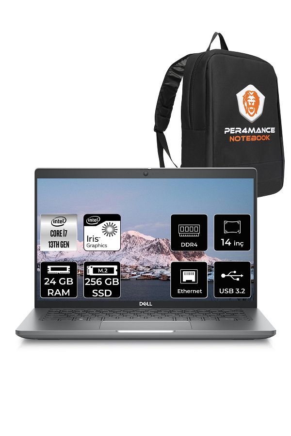 Dell Latitude 5440 i7-1355U 24GB RAM 256GB SSD 14'' FHD FDOS Dizüstü Bilgisayar & PER4 ÇANTA