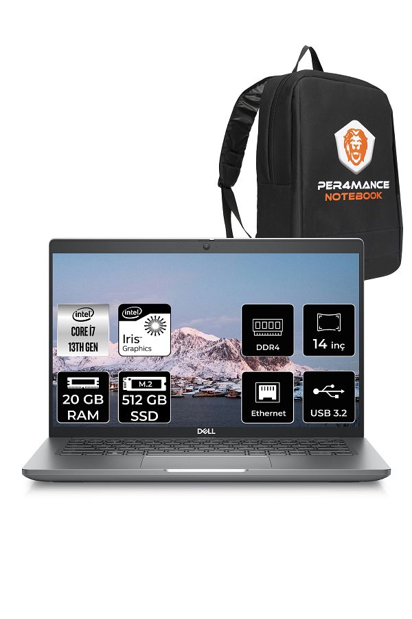 Dell Latitude 5440 i7-1355U 20GB RAM 512GB SSD 14'' FHD FDOS Dizüstü Bilgisayar & PER4 ÇANTA