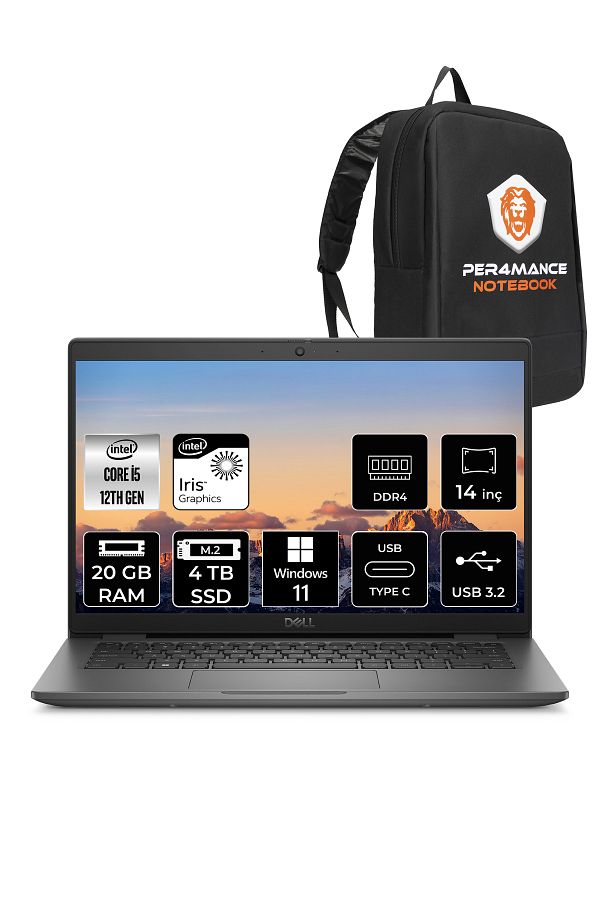 Dell Latitude 3440 i5-1235U 20GB RAM 4TB SSD 14'' FHD W11PRO Dizüstü Bilgisayar & PER4 ÇANTA