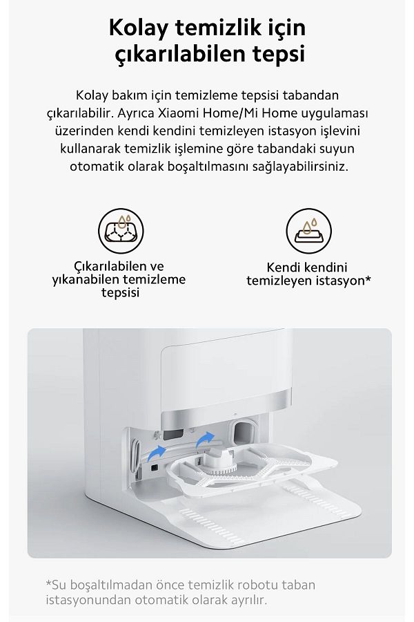 Xiaomi Robot Süpürge - 6000Pa Emiş, Halı Tanıma, Akıllı Navigasyon, Otomatik Çöp Boşaltma İstasyonu - Görsel 6