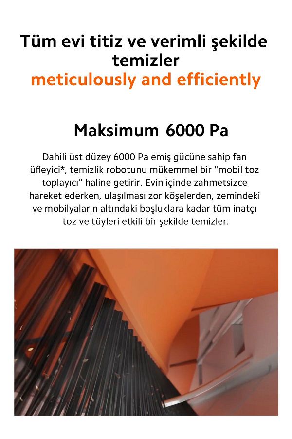 Xiaomi Robot Süpürge - 6000Pa Emiş, Halı Tanıma, Akıllı Navigasyon, Otomatik Çöp Boşaltma İstasyonu - Görsel 7