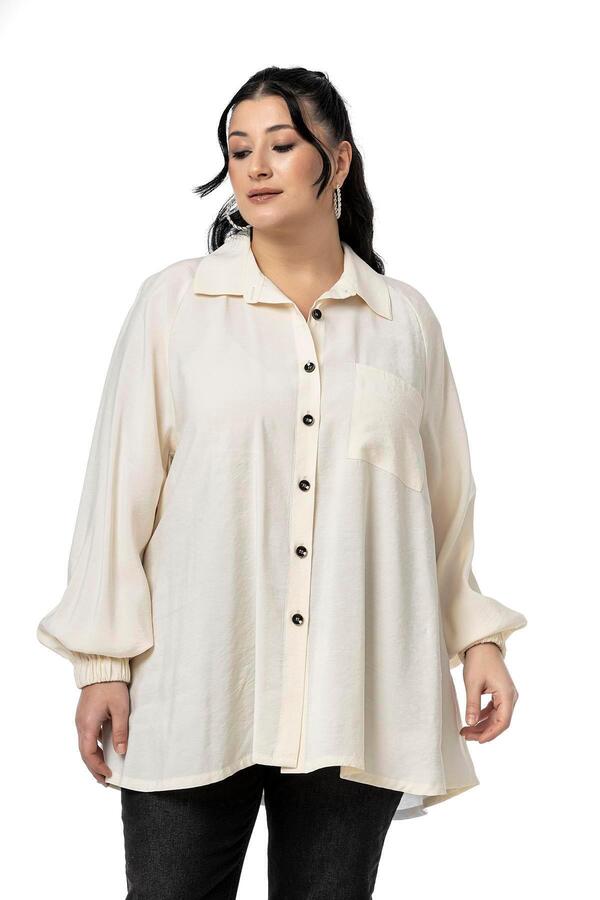 Sleeve Opening Elasticated Loose-fit Raglan Sleeve Shirt — Ecru