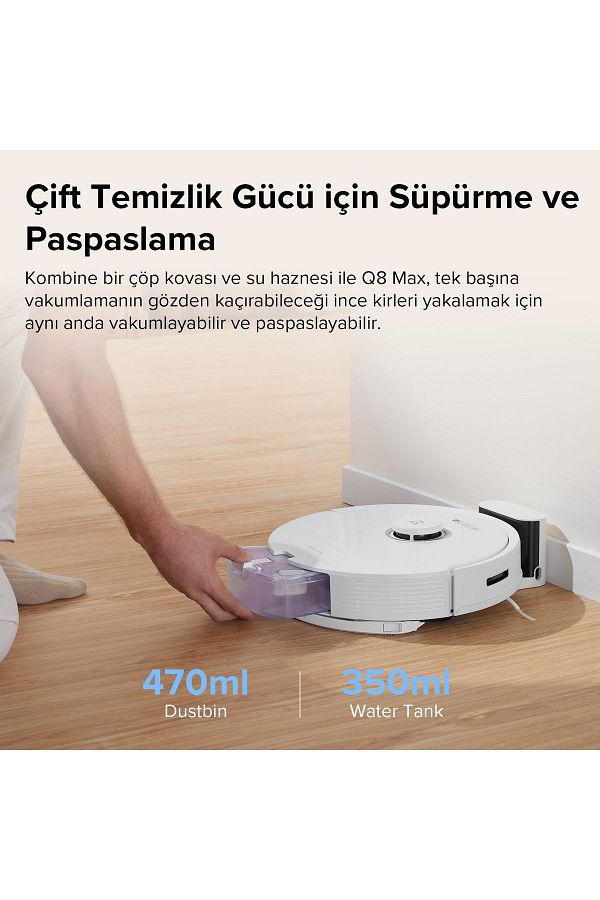 Roborock Vacuum Cleanner Q8 Max Robot Süpürge Beyaz - Görsel 3