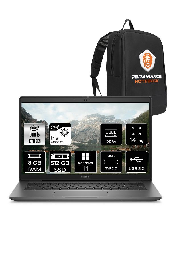 Dell Latitude 3440 i5-1335U 8GB RAM 512GB SSD 14'' FHD W11PRO Dizüstü Bilgisayar & PER4 ÇANTA