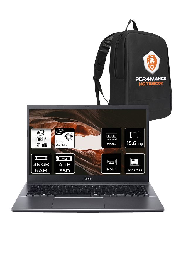 ACER Extensa 15 EX215-55 i7-1255U 36GB RAM 4TB SSD 15.6'' FHD FDOS Dizüstü Bilgisayar & PER4 ÇANTA