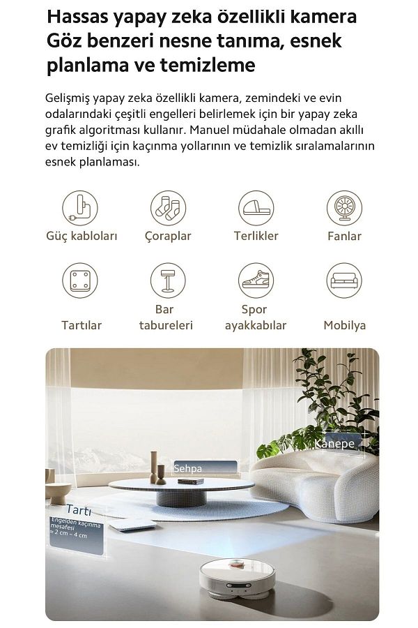Xiaomi İstasyonlu Robot Süpürge | Halı Tanıma & Mop Kaldırma | Hepa Filtre | Olağanüstü Performans-Hediyeli - Görsel 3