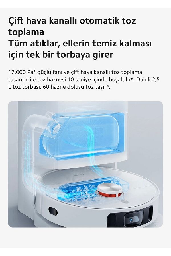 Xiaomi Robot Vacuum X10 Plus - 4000 Pa Güçlü Emiş, Otomatik Çöp Boşaltma Ve Su Haznesi Ile Derin Temizlik - Görsel 4