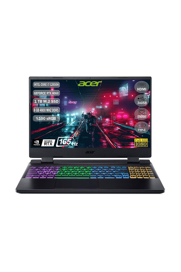 ACER Nitro 5 I7-12650h 8gb 1tb Ssd 8gb Rtx4060 Linux 15.6'' 165hz Siyah Gaming Pc Nh.qm0ey.00b