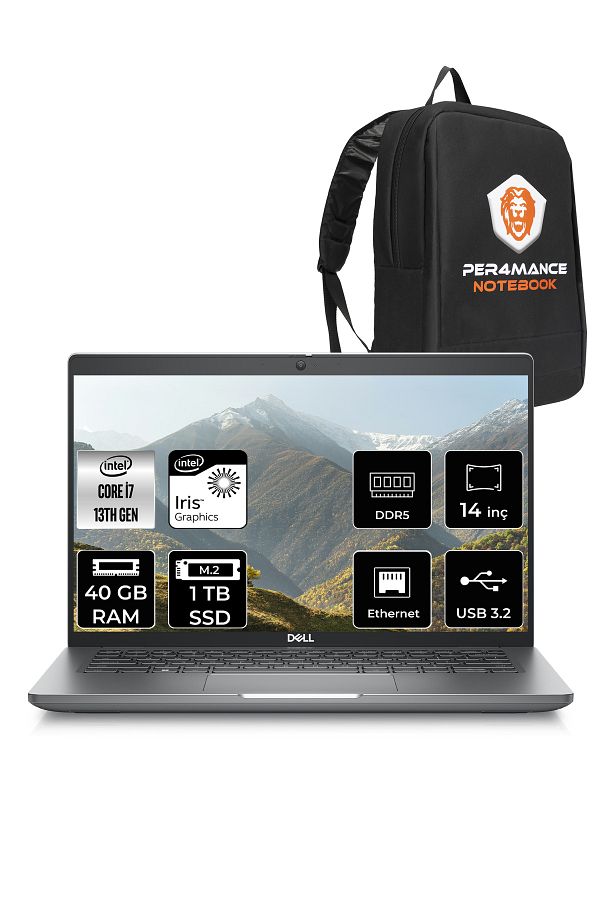 Dell Latitude 5440 i7 1370P 40GB DDR5 1TB SSD 14'' FHD FDOS Dizüstü Bilgisayar & PER4 ÇANTA