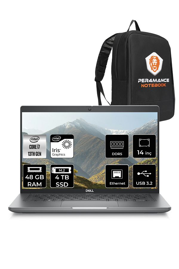Dell Latitude 5440 i7 1370P 48GB DDR5 4TB SSD 14'' FHD FDOS Dizüstü Bilgisayar & PER4 ÇANTA
