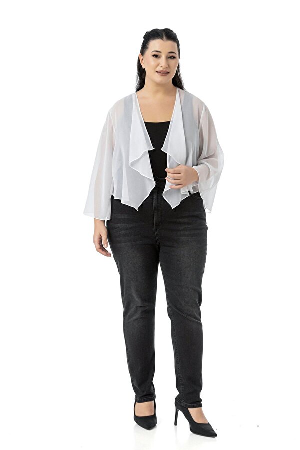 Sleeve Slit-detail Chiffon Bolero — White