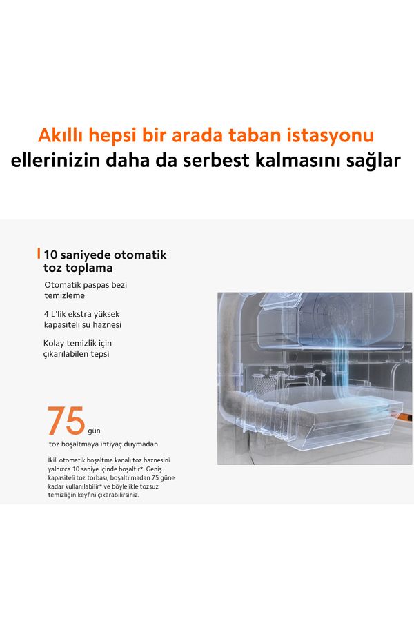 Xiaomi İstasyonlu Kendini Temizleyen Döner Paspaslı Uyumlu  6000PA-Hepsi bir arada Akıllı Temizlik Robotu - Görsel 5