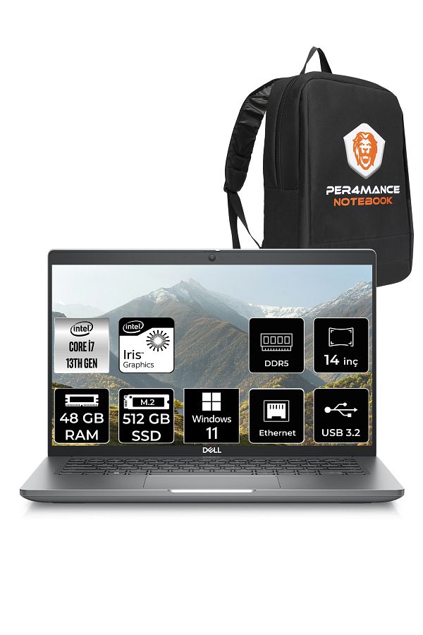 Dell Latitude 5440 i7 1370P 48GB DDR5 512GB SSD 14'' FHD W11P Dizüstü Bilgisayar & PER4 ÇANTA