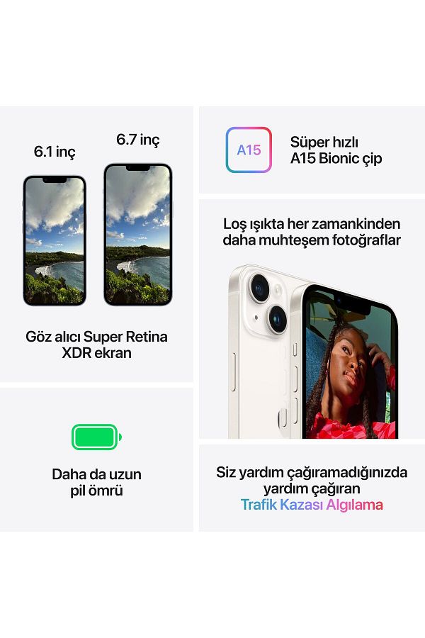 Apple iPhone 14 128 GB Yıldız Işığı - Görsel 8