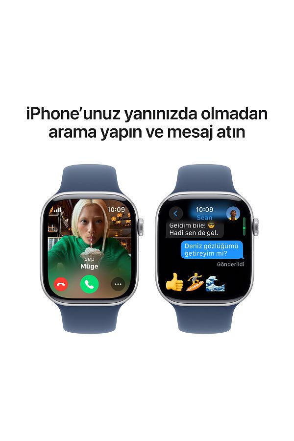 Apple Watch Series 10 GPS 46mm Silver Aluminium Case with Denim Sport Band - S/M - Görsel 7