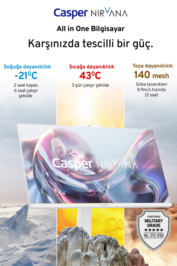 CASPER Nirvana A80.1342-BF00X-V-B Intel Core i5-13420H 16GB RAM 1TB NVME SSD Freedos Beyaz All in one - Görsel 4