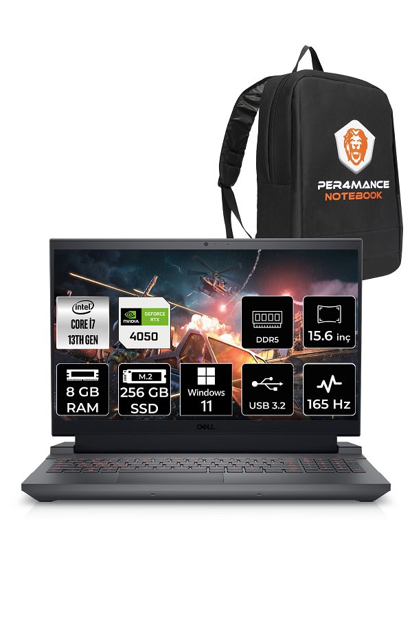 Dell G15 5530 i7 13650HX 8GB 256GB SSD RTX4050/6GB 140W 165HZ 15.6'' FHD W11P Gaming Laptop & PER4