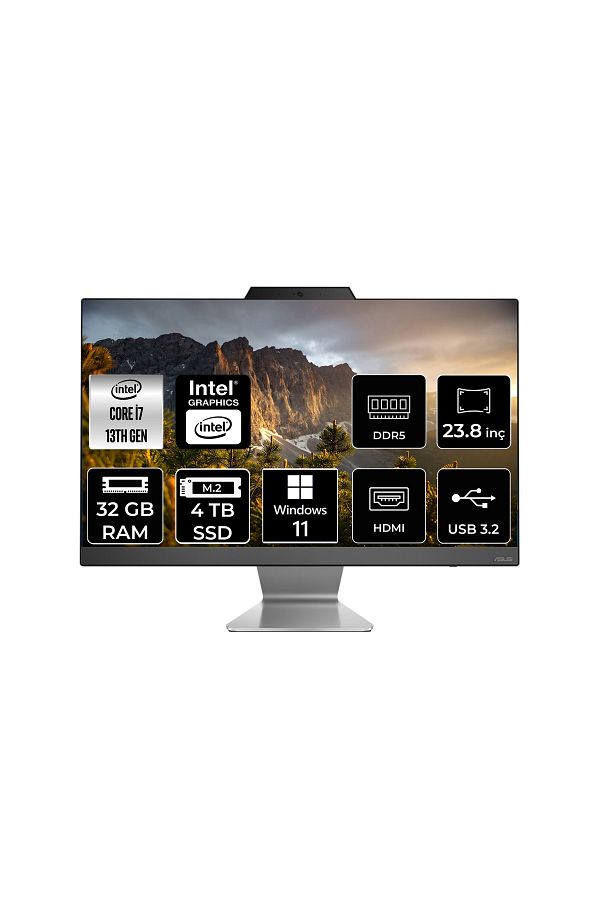 ASUS A3402WBAK-I716512B0D i7 1355U 32GB 4TB SSD 23.8" FHD W11P All In One Bilgisayar & Per4 Bellek