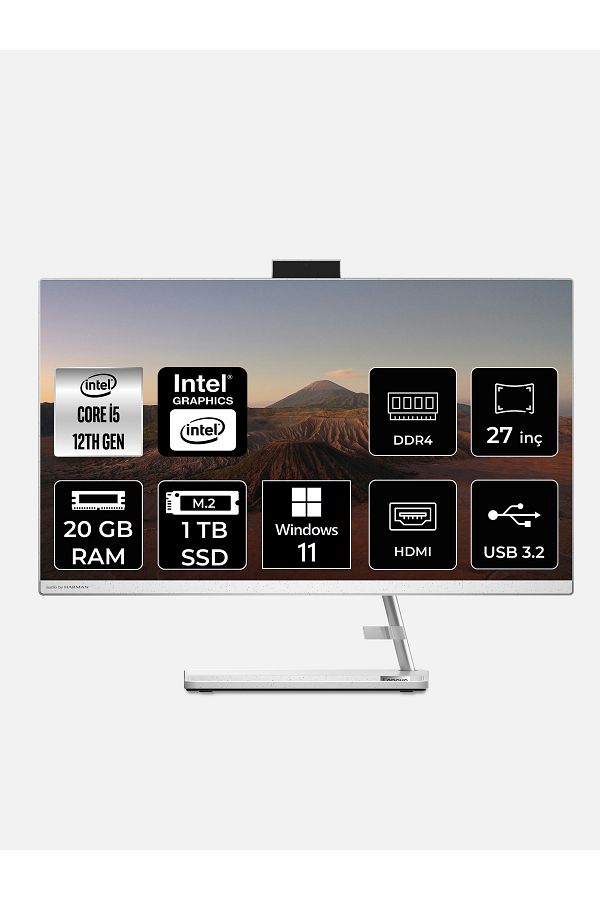 LENOVO IdeaCentre i5 12450H 20GB 1TB SSD 27" FHD W11H 27IAP7 All In One Bilgisayar & Per4 Bellek