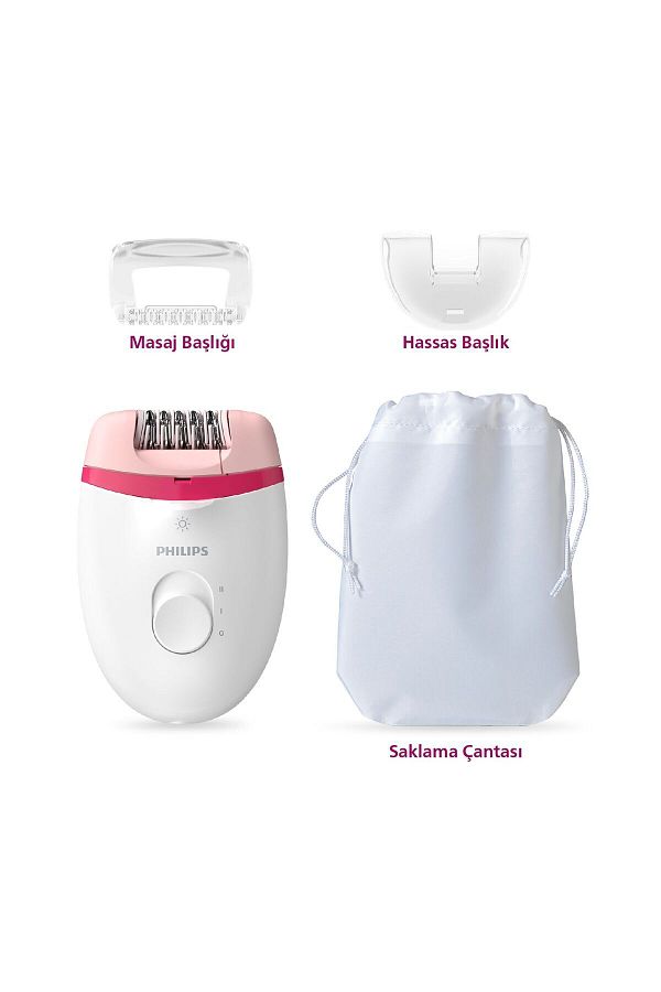 Philips BRE255/05 Kablolu Epilatör,Bacak İçin Kullanım,Işık Özellikli,3 Ek Parçalı,2 Hız Ayarı