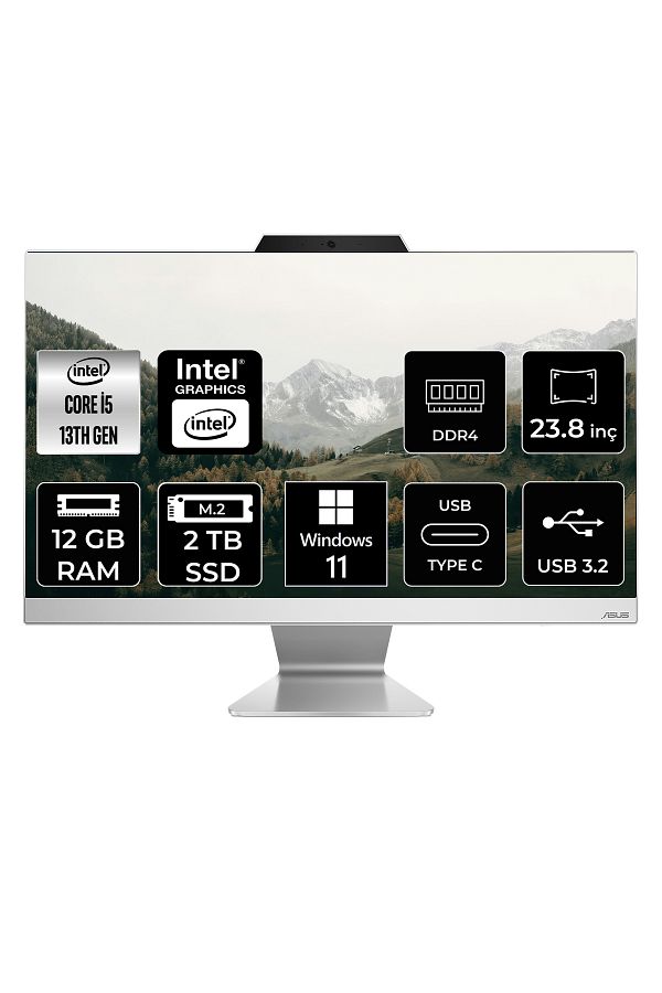 ASUS A3402 i5 1335U 12GB 2TB SSD 23.8" FHD W11P All In One Bilgisayar & Per4 Bellek