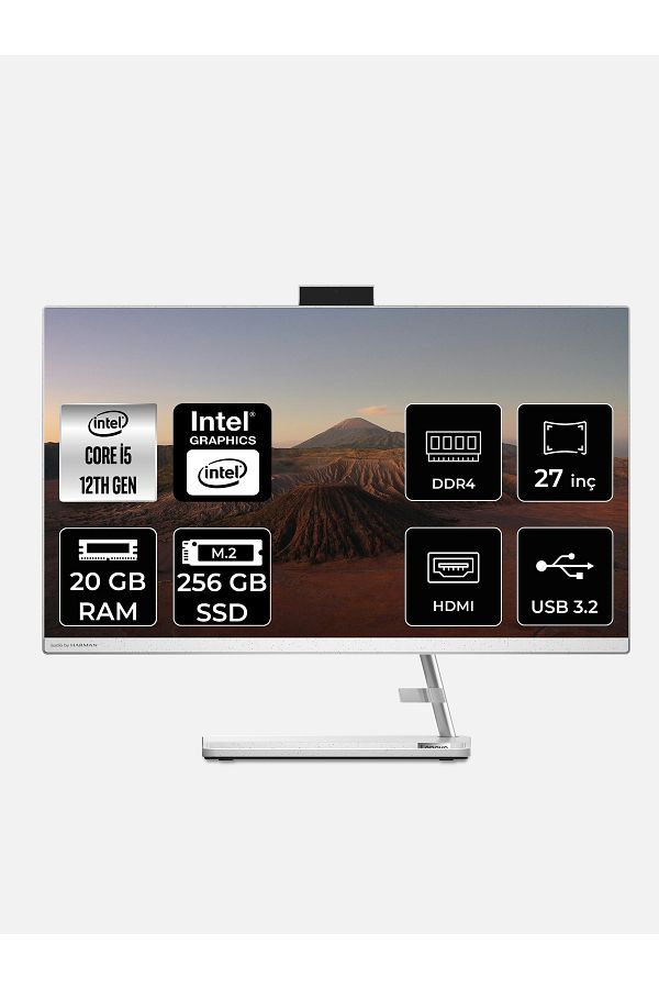 LENOVO IdeaCentre i5 12450H 20GB 256GB SSD 27" FHD FDOS 27IAP7 All In One Bilgisayar & Per4 Bellek