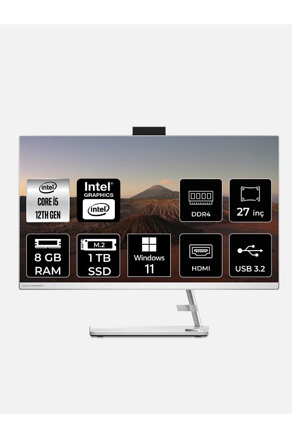 LENOVO IdeaCentre i5 12450H 8GB 1TB SSD 27" FHD W11P 27IAP7 All In One Bilgisayar & Per4 Bellek