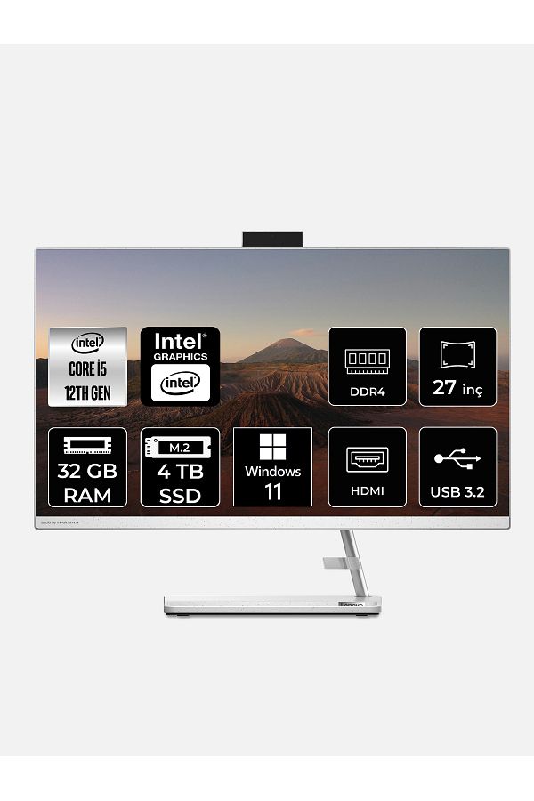 LENOVO IdeaCentre i5 12450H 32GB 4TB SSD 27" FHD W11P 27IAP7 All In One Bilgisayar & Per4 Bellek