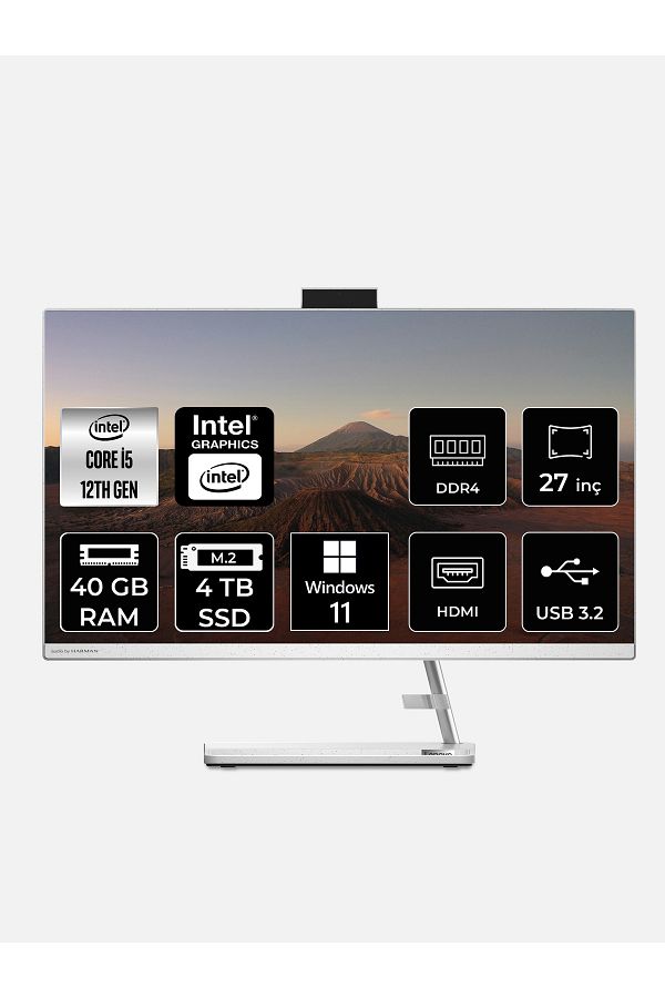LENOVO IdeaCentre i5 12450H 40GB 4TB SSD 27" FHD W11H 27IAP7 All In One Bilgisayar & Per4 Bellek