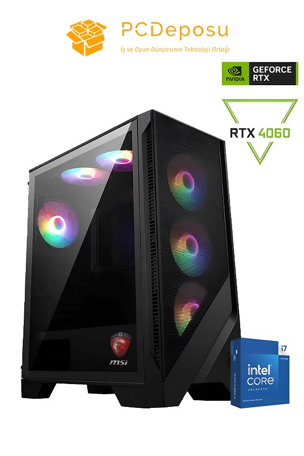 MSI i7 13700F RTX 4060 Gaming PC | 16GB RAM, 500GB SSD, MSI MAG Kasa, 6 Fanlı Sistem