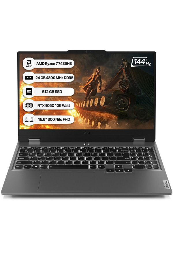LENOVO Loq R7 7435hs 24gb Ddr5 Rtx 4050 6gb Gddr6 512gb M.2 Ssd 15.6" Fhd 144hz G-sync Gaming Notebook