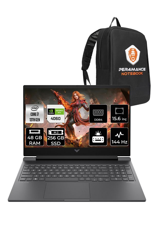 HP Victus 15 i7-13620H 48GB RAM 256GB SSD RTX4060/8GB 144Hz 15.6'' FHD FDOS Gaming Laptop & PER4