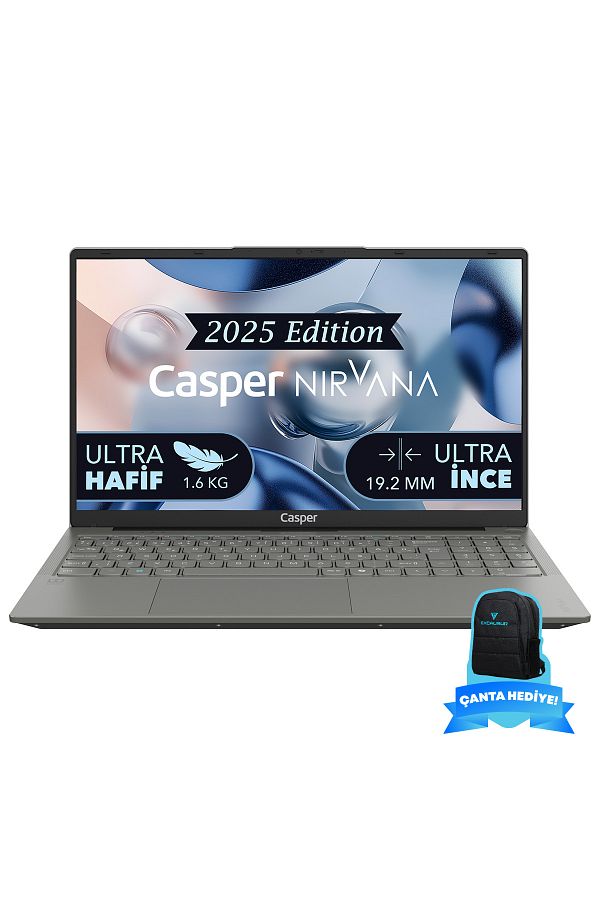 CASPER Nirvana X600.7430-BX00X-G-F-CANEX16 7430U 16GBRAM 2TBNVME Freedos+Excalibur16"SırtÇantası