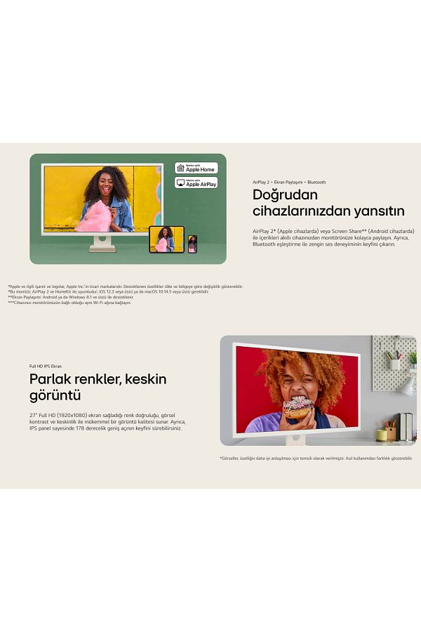 LG WebOS Akıllı TV Wİ-Fİ Apple-Android Bağlantı IPS 1920x1080 FULHD 32 inç 80 Ekran Smart Monitör TV - Görsel 5