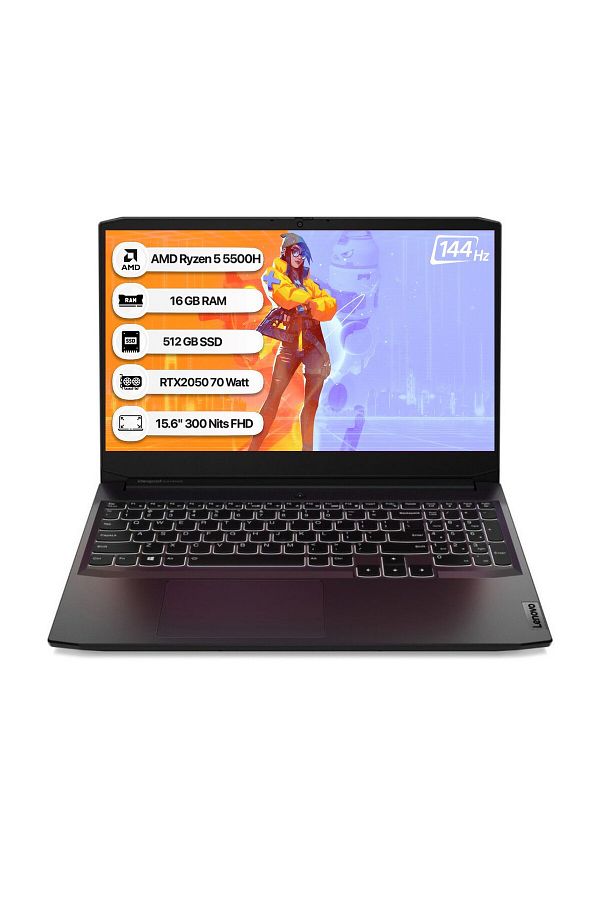 LENOVO Ideapad Gaming 3 AMD Ryzen 5 5500H 16GB 512GB SSD RTX2050  Uyumlu Freedos 15.6" FHD