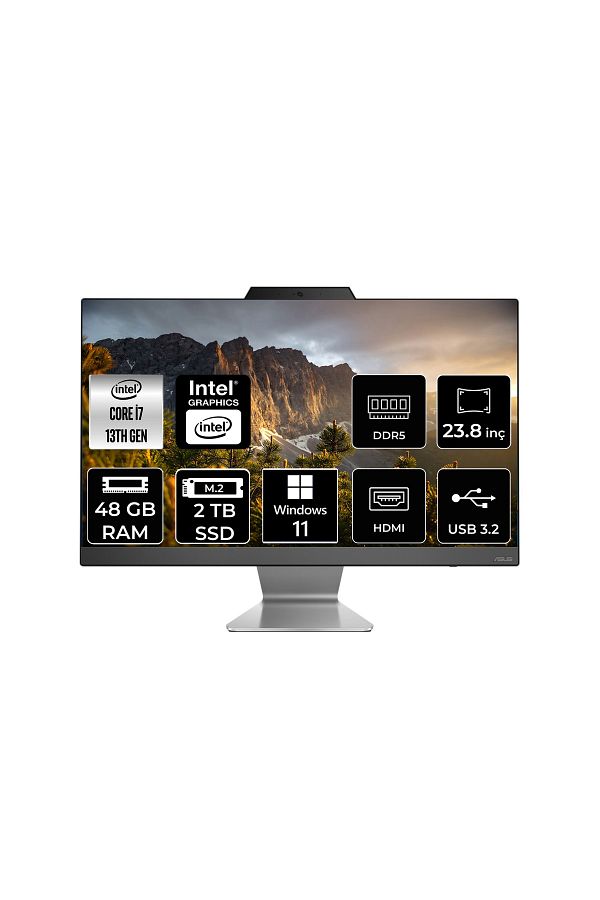 ASUS A3402WBAK-I716512B0D i7 1355U 48GB 2TB SSD 23.8" FHD W11P All In One Bilgisayar & Per4 Bellek