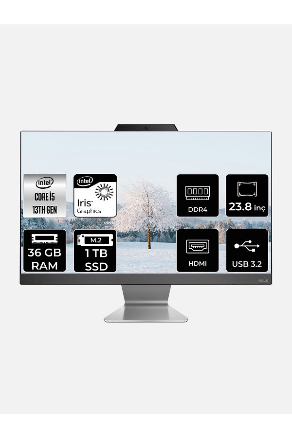 ASUS A3402WBAK-I58512B0D i5 1335U 36GB 1TB SSD 23.8" FHD FDOS All In One Bilgisayar & Per4 Bellek