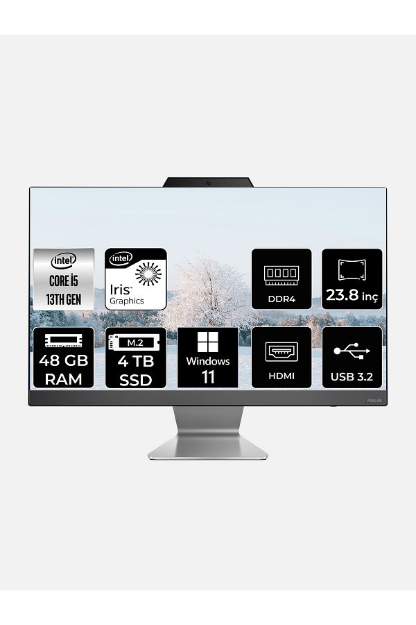 ASUS A3402WBAK-I58512B0D i5 1335U 48GB 4TB SSD 23.8" FHD W11H All In One Bilgisayar & Per4 Bellek