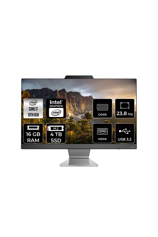 ASUS A3402WBAK-I716512B0D i7 1355U 16GB 4TB SSD 23.8" FHD FDOS All In One Bilgisayar & Per4 Bellek