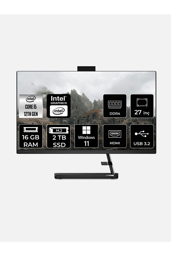 LENOVO IdeaCentre 27IAP7 i5 12450H 16GB 2TB SSD 27" FHD W11P All In One Bilgisayar & Per4 Bellek