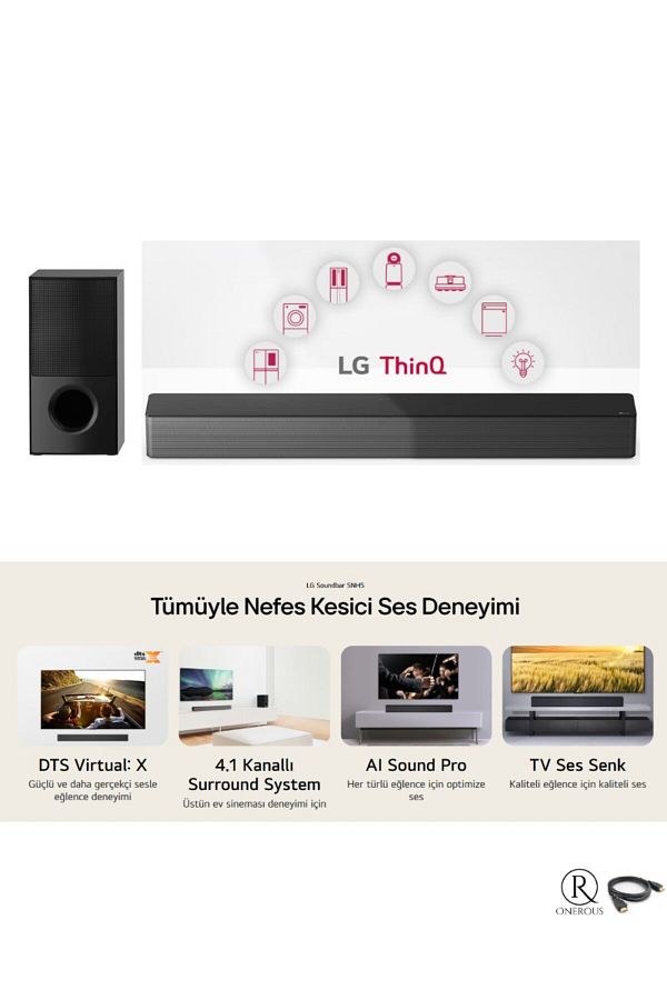 LG DTS Virtual:X Teknolojisi ve AI Sound Pro ile Evinizde Sinema Atmosferi 600W+HDMI kablosu