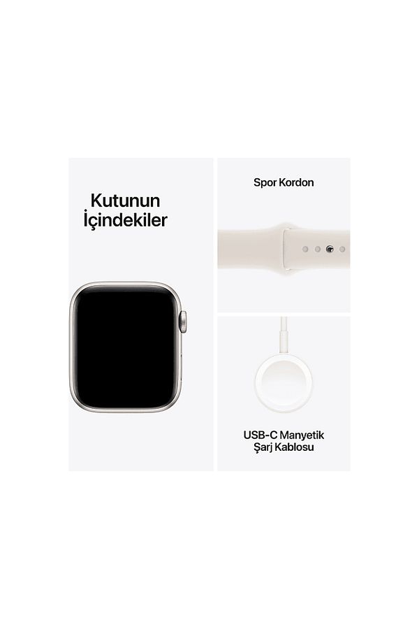 Apple Watch SE GPS + Cellular 2024  40mm Starlight Aluminium Case with Starlight Sport Band - S/M - Görsel 6