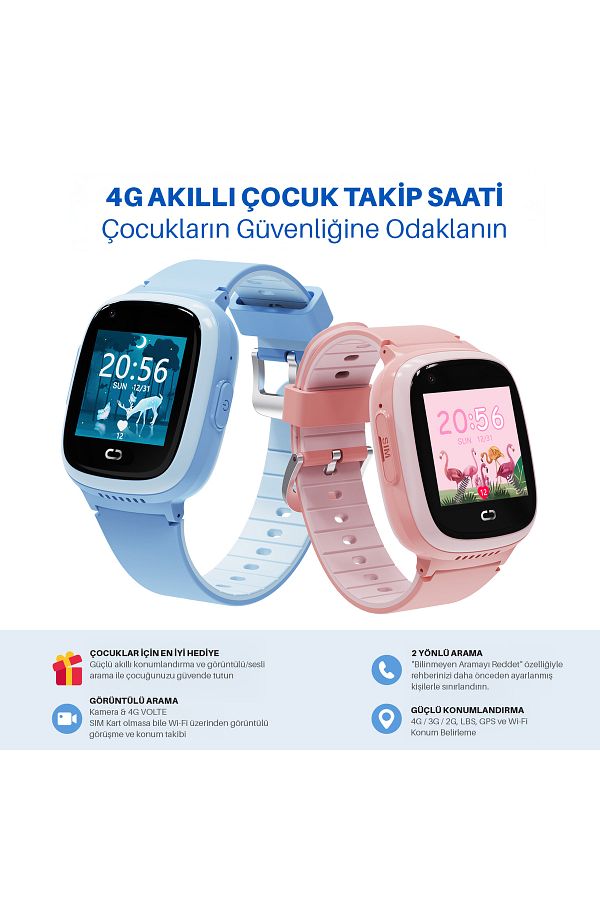 Piranha 9930 Akıllı Çocuk Takip Saati / 4G / Sim Kart / Wi-Fi - GPS - LBS / Kamera / Anlık ve Geçmiş Konum - Görsel 4