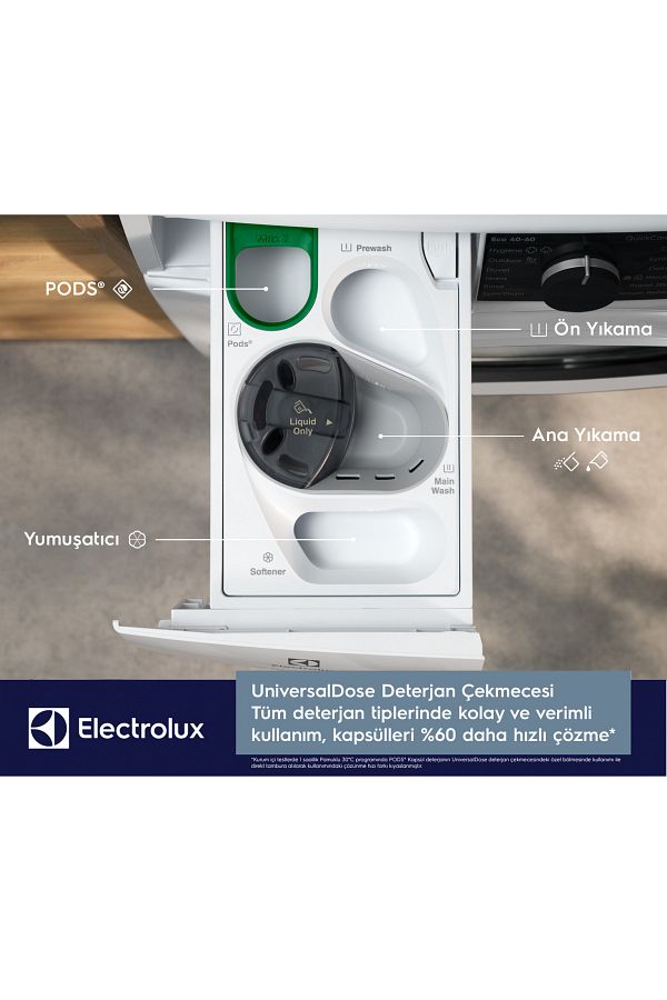 Electrolux EW6F3414UT 600 Serisi SensiCare 10 kg 1400 devir A sınıfı UniversalDose Çamaşır Makinesi - Görsel 3