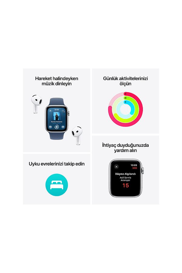 Apple Watch SE GPS + Cellular 2024  40mm Starlight Aluminium Case with Starlight Sport Band - S/M - Görsel 2