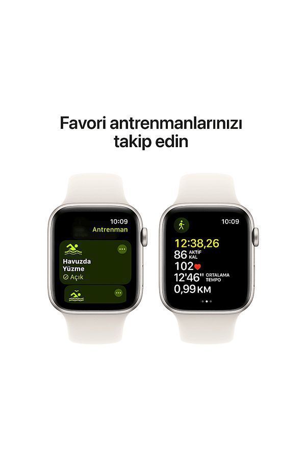 Apple Watch SE GPS + Cellular 2024  40mm Starlight Aluminium Case with Starlight Sport Band - S/M - Görsel 5