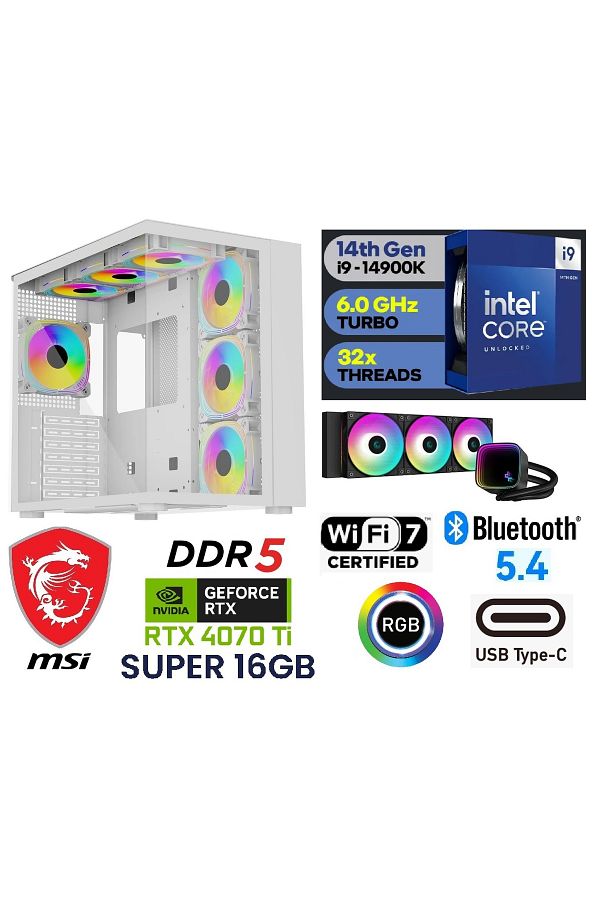 MSI DDR5 ULTRA GAMİNG PC / 16 GB RTX4070 Ti SÜPER / i9 14900K / 64 GB RAM / 2 TB M.2 SSD