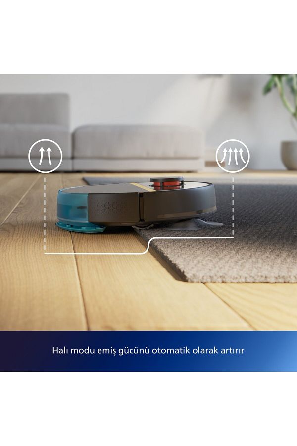 Philips En hızlı 7000 Islak Kuru Akıllı Robot Süpürge, 5000 PA,Titreşimli Mop,Sert Zemin ve Halıya Uygun, - Görsel 6